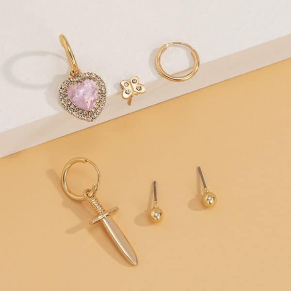 Retro Temperament Micro-set Rhinestone Love Cross Earrings