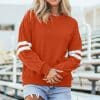 Fiery Red Varsity Striped Detail Drop Shoulder Oversized Sweatshirt