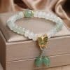 Tian Shan Cui Abacus Beads Jade Bracelet Retro Butterfly Tassel