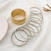 Ethnic Style Alloy Retro Wide Gold Glossy Wristband Bracelet 10 PCs Set