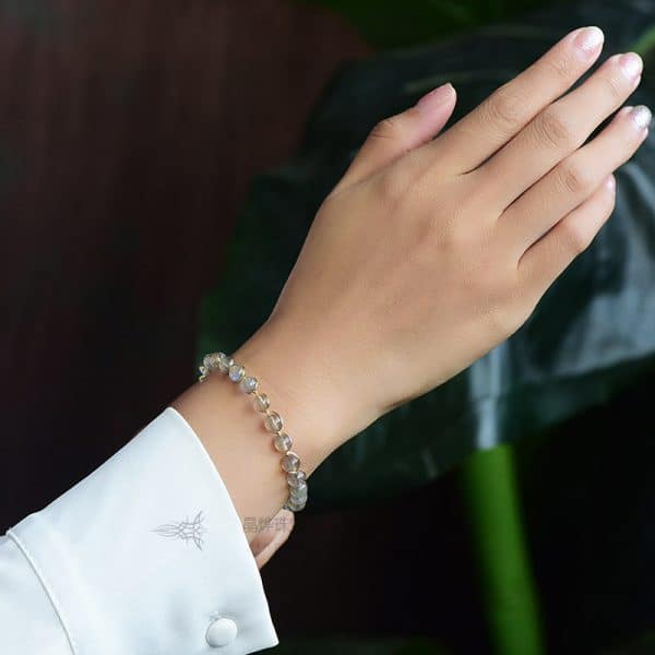 14K Gilded Natural Crystal Blue Moonstone Bracelet For Women
