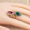Bohemian Retro Ruby And Emerald Gold-plated Diamond Ladies Ring