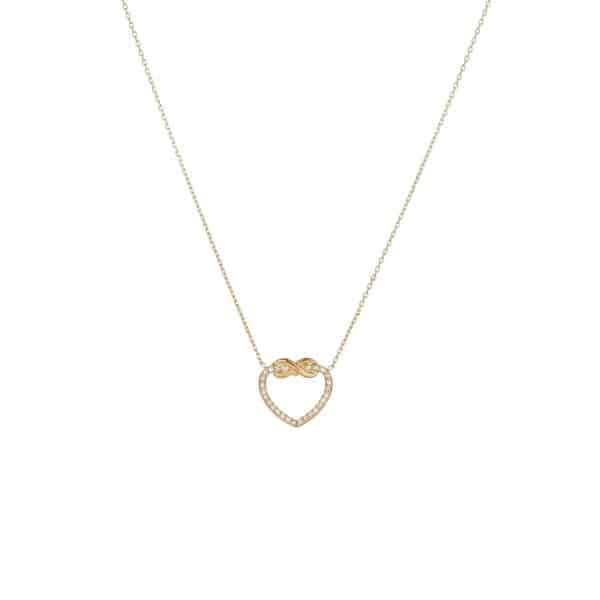 European And American Hollow Heart Shape With Diamond Pendant Stainless Steel Necklace