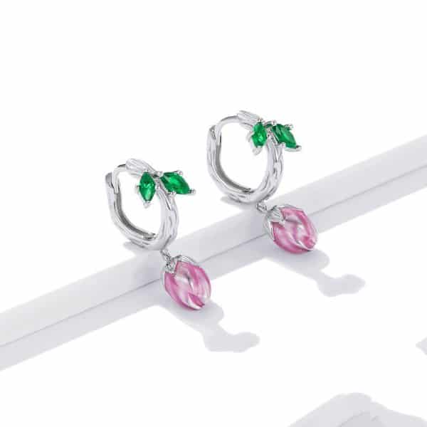 Bud Flower Necklace Earrings Jewelry Set