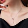 Women's Simple 999 Sterling Silver Double Ring Necklace
