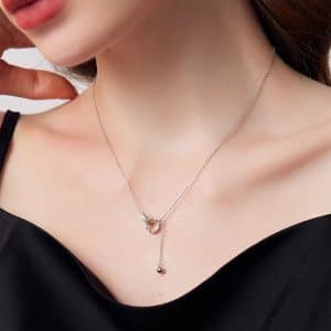 Women's Simple 999 Sterling Silver Double Ring Necklace