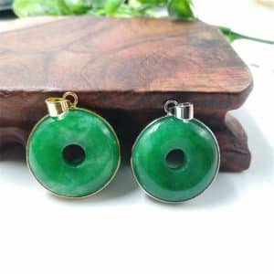 Emerald Round Jade Pendant Pendant Gold Inlaid With Jade Safety Buckle