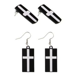 Anime Metal Rectangle Cross Drop Earrings Stud Earrings