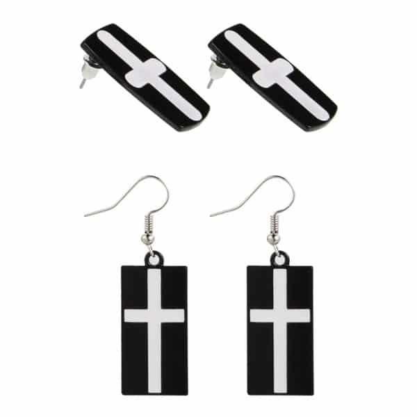 Anime Metal Rectangle Cross Drop Earrings Stud Earrings