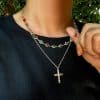 Crystal Cross Necklace Men's Retro High Sense