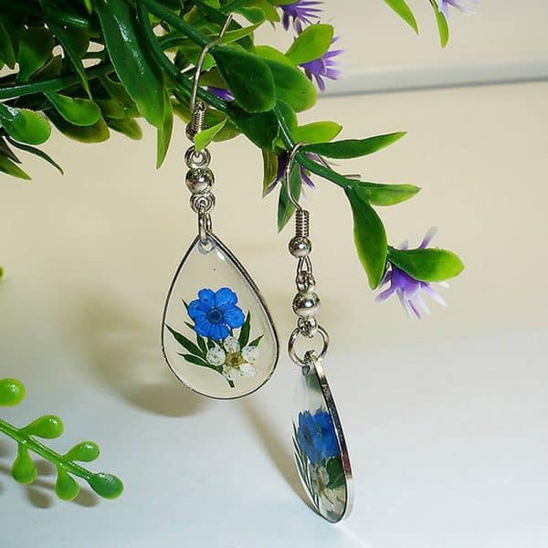 Cute Printed Flowers Water Drop Hanging Earrings
