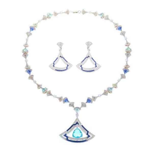 Women's Triangle Micro-set Zircon Necklace Earring Set