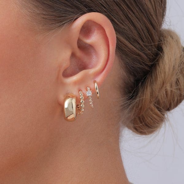 Fashion Ornament Metal Beanie Glass Earrings Set