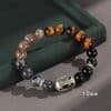 925 Silver Hoop Mantra Yellow Tiger Eyes Black Myth Wukong Men And Women Bracelet