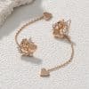 Korean Version Personality Thin Copper Micro Set Zircon Texture Long Tassel Love Ear Line Earrings