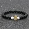 Jewelry White Turquoise Black Frosted Stone Crown Set Couple Bracelet