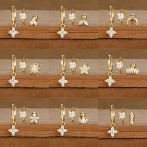 Fashion Geometric Ear Studs Zircon Set Ladies