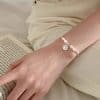 925 Silver Heart-shaped Broken Silver Pearl Bracelet