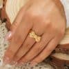 Brass Gold-plated Colorfast Simple Personality Bowknot Open Ring For Women