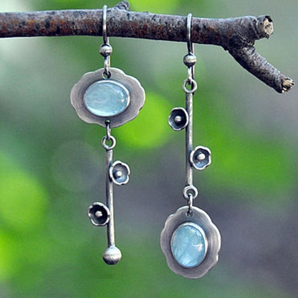 Crystal Gemstone Key Earrings Plum Drop Earrings