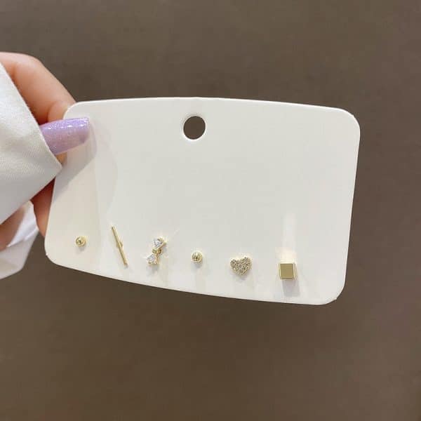 Women's Fashion Simple Silver Pin Earrings Set