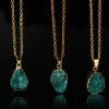 Ladies Round Irregular Water Droplets Natural Stone Rough Stone Pendant Necklace