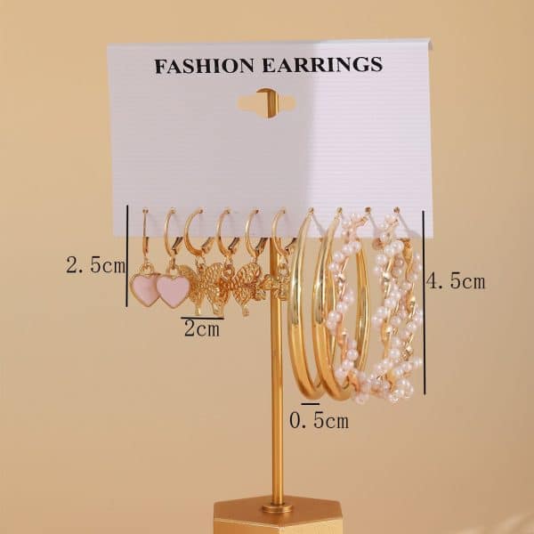 Creative Vintage Pearl Hoop Earrings Set