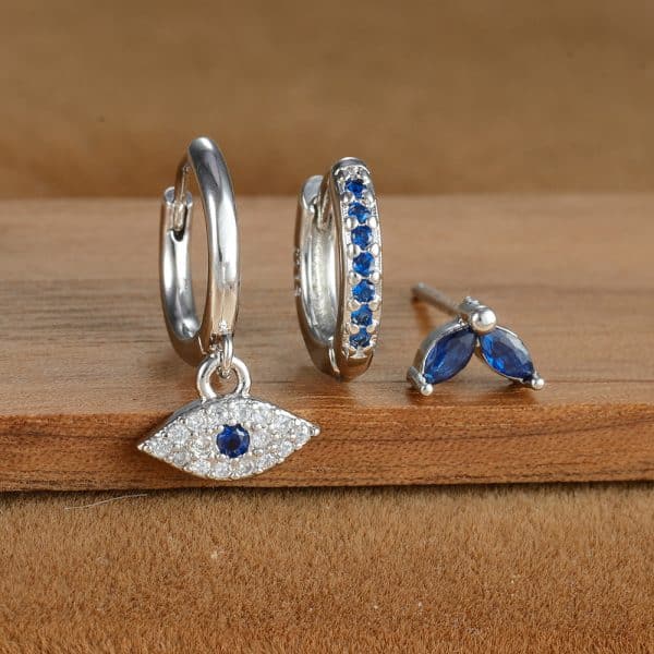 Lady Temperament Trendy Earrings Buckle Stud 3-piece Set