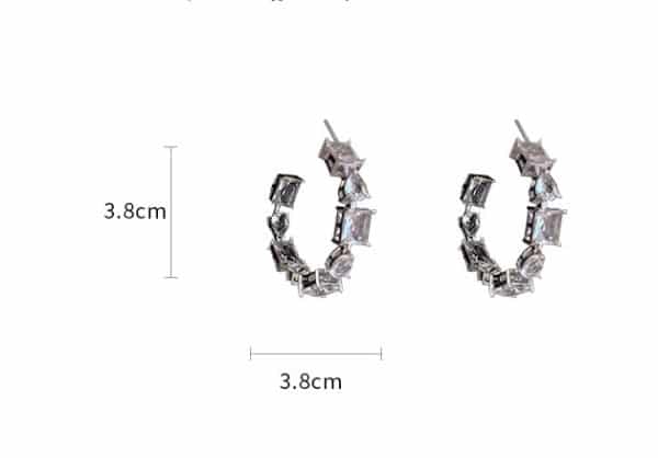925 Silver Needle Square Drop Crystal Earrings
