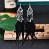 Drop Shaped Point Diamond Chain Tassel  Earrings