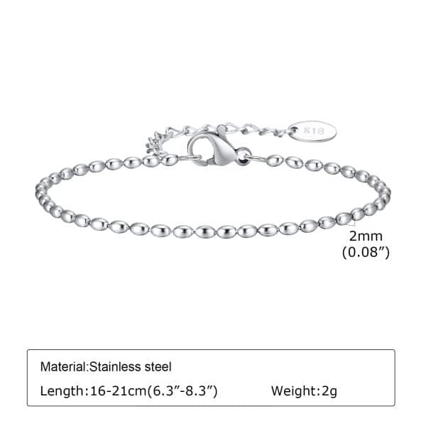 Stainless Steel Fashionable Rugby Bead Necklace Bracelet Gold