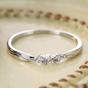 S925 Sterling Silver Ripple Wave Gang Drill Small Ring