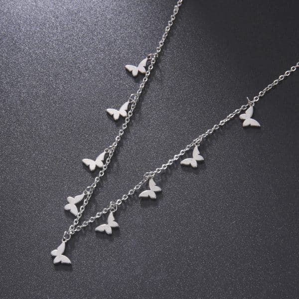 Cut Glossy Butterfly Pendant Clavicle Chain Stainless Steel Necklace