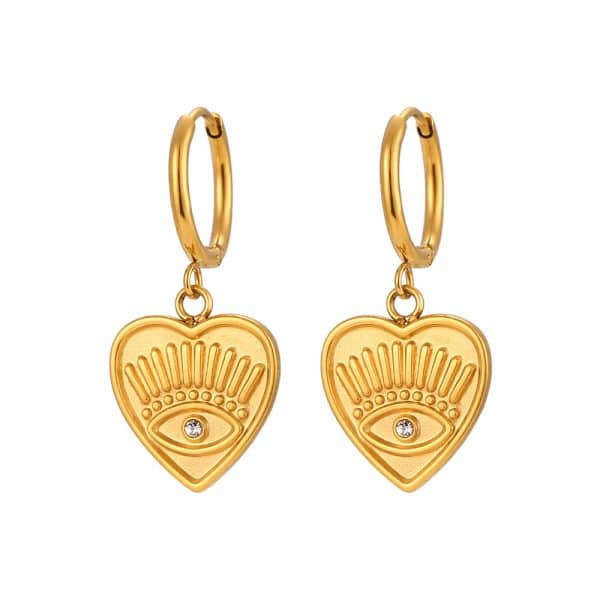 Women's Stainless Steel Heart Devil's Eye Drop Earrings