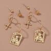 Hot selling hip-hop street accessories in Europe and America, diamond cross portrait tag earrings set earrings