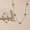 Simple All-match Titanium Steel Turquoise Collarbone Necklace Set