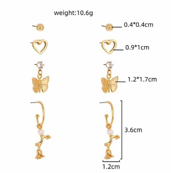 Fashion Women's All-match Butterfly Alloy Stud Earring Set