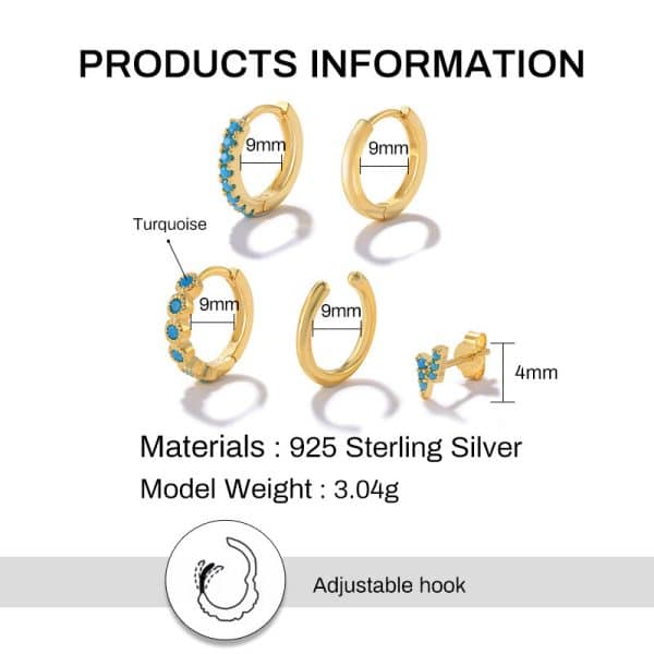 Women's Sterling Silver Stacked Earrings Set