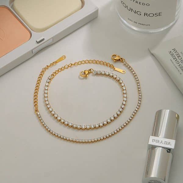 Fashion Personality Stainless Steel Zircon Stacked Bracelet