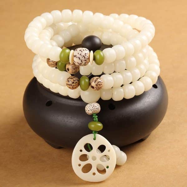 White Jade Bodhi Beads Long Bracelet