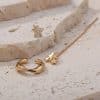 Five-pointed Star Set Ear Clip Stud Copper Micro-zircon Earrings