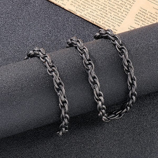 Black Dot Pattern Men's Necklace Stainless Steel Retro Men Bracelet