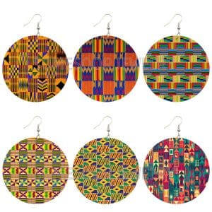Bohemian Set Fashion Color Printing Earrings Exaggerated European And American Trend Simple Style Earrings