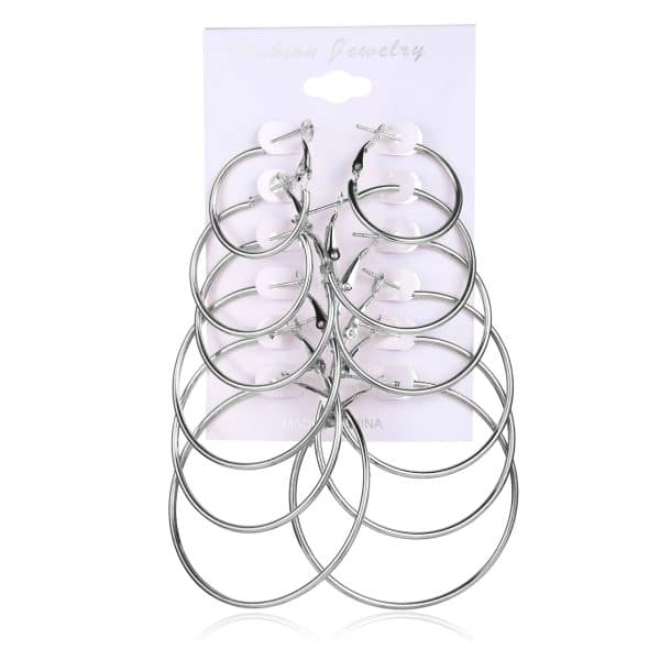 Gold Large Circle Combination Set Earrings Exaggerated Metal