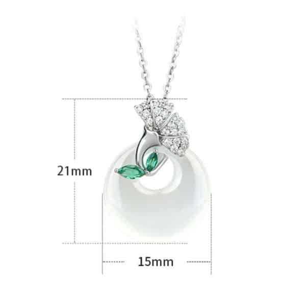 Women High Grade White Ginkgo Necklace
