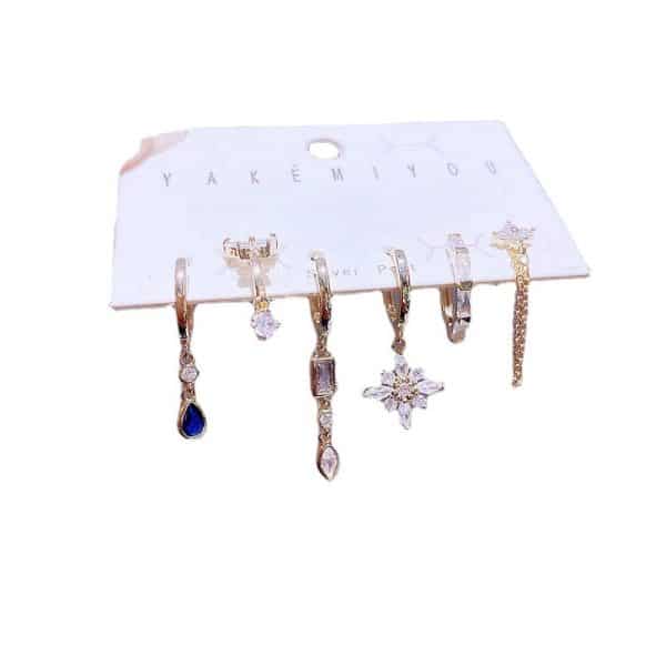Zircon Earrings Senior Sense Blue Water Drop Set