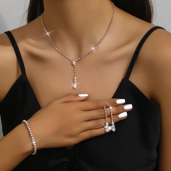 Fashion Elegant Wedding Bridal Gown Photography Jewelry Earrings Necklace, Bracelet Set