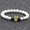 Jewelry White Turquoise Black Frosted Stone Crown Set Couple Bracelet