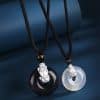 999 Silver Brave Troops White Agate Peace Buckle Necklace