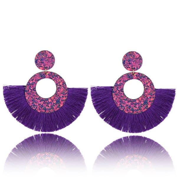 Bosnian Style Cotton Tassel Drop Earrings